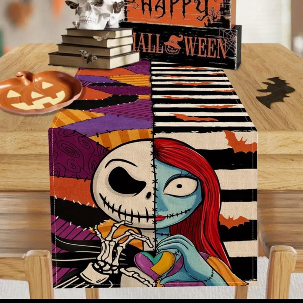 Halloween Table Runner Jack Skellington & Sally nightmare before Christmas
